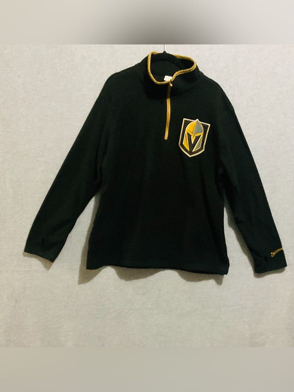 VEGAS GOLDEN KNIGHTS NHL Fleece 1/4 Zip Pullover L Black Gold Station Casinos